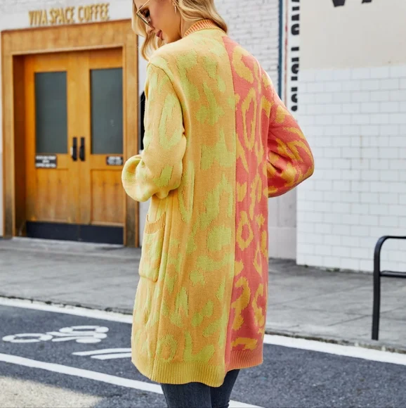 Yellow Leopard Button Down Cardigan - Picture 5 of 9